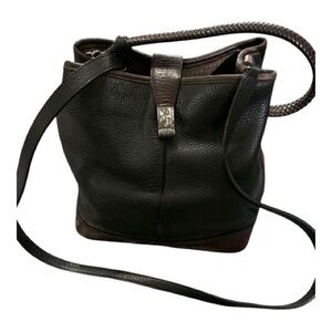 Black Pebble Leather Brighton bucket hand bag